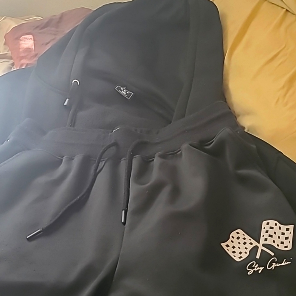 MEN'S BLACK COTTON SWEAT JACKET AND PANTS